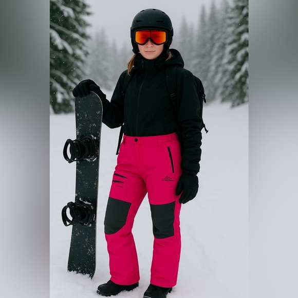 EUC BenBoy Women’s Bright Pink Outdoor/Ski/Snow Pants with Black Accents Sz XL - Picture 1 of 12